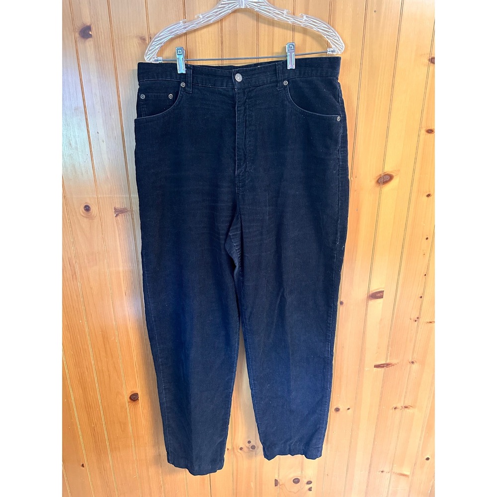 Eddie Bauer Vintage Black Corduroy Pants Womens 16 High Rise Straight Leg Cotton
